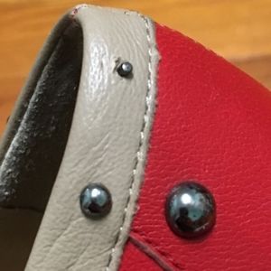 Red Black and Tan Vaneli studded flat